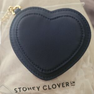 Stoney Clover Lane Navy Heart Coin Pouch with Gold Hardware